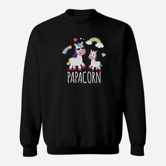 Papacorn Unicorn Fathers Day Unicorn Dad And Baby Sweat Shirt - Seseable