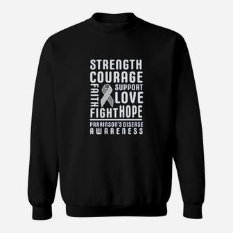Parkinson Disease Awareness Strength Courage And Support Sweatshirt - Seseable
