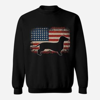 Patriotic Dachshund Doxin Weiner Dog American Flag Sweat Shirt - Seseable