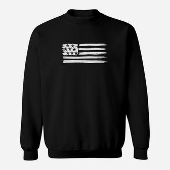 Patriotisches Schwarz-Weiß USA Flagge Sweatshirt, Amerikanischer Stolz Tee - Seseable