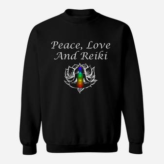 Peace Love And Reiki Lotus Meditation Chakra Sweat Shirt - Seseable