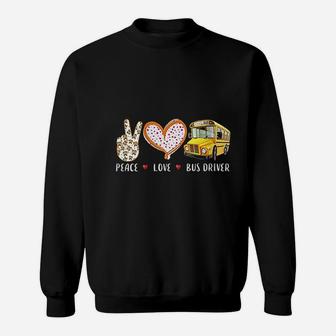 Peace Love Bus Driver Gifts For Kids Men Women School Bus Sweatshirt - Seseable