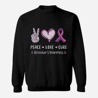 Peace Love Cure Alzheimers Awareness Men Women Kids Sweat Shirt - Seseable