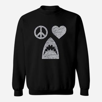 Peace Love Sharks Retro Vintage Sweat Shirt - Seseable