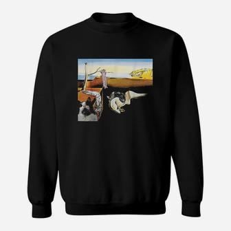 Persistence Of Meowory Funny Melting Cat Classical Art Meme Sweat Shirt - Seseable