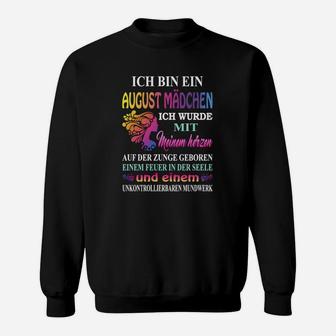 Personalisiertes August-Geburtstags-Sweatshirt mit Spruch und Blumen - Seseable