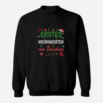 Personalisiertes Schwarzes Sweatshirt Erstes Weihnachten des Brüderchens, Festliches Motiv - Seseable