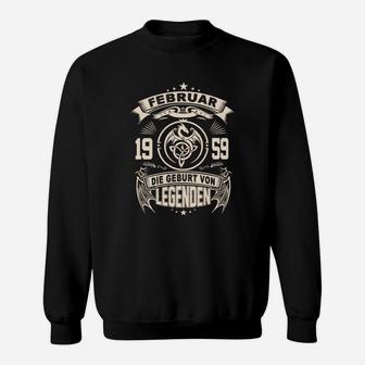 Personalisiertes Sweatshirt Geburtsjahr Februar 1959, Legenden Geburt - Herren Schwarz - Seseable
