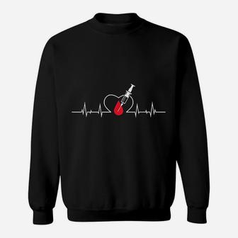Phlebotomist Heart Blood Phlebotomy Pulse Syringe Gift Sweatshirt - Seseable