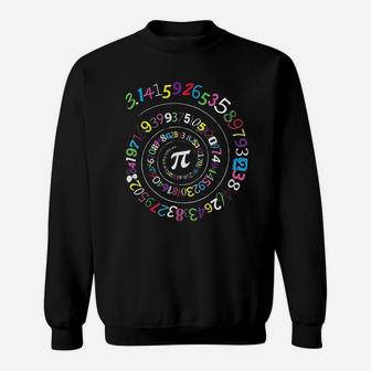 Pi Day Spiral Pi Color Numbers Teacher Student Sweat Shirt - Seseable