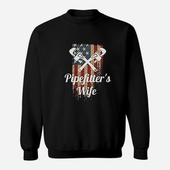 Pipefitters Wife Pride Patriotic Distressed Sweat Shirt - Seseable