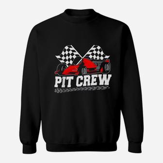 Pit Crew Car Racing Checkered Flag Racing Party Sweat Shirt - Seseable