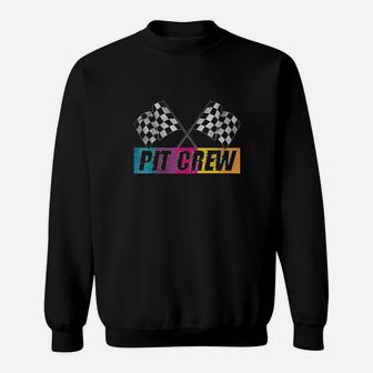 Pit Crew Race Car Party Checkered Flag Car Racing Party Gift Sweat Shirt - Seseable