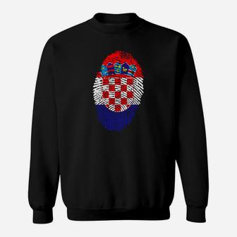 Pixel-Optik Kroatisches Wappen-Design Sweatshirt, Grafikshirt - Seseable