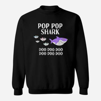 Pop Pop Shark Doo Doo Funny Fathers Day Sweat Shirt - Seseable