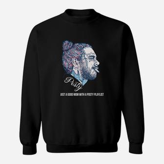 Posty Just A Good Mom With A Posty Playlist Sweat Shirt - Seseable