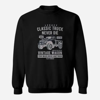 Power Wagon Vintage Distressed Truck Military Sweat Shirt - Seseable