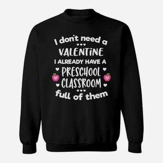 Preschool Teacher Cute Valentines Day Sweat Shirt - Seseable