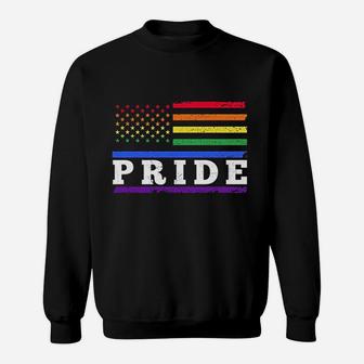 Pride Lgbt Rainbow American Flag Gay Pride Rainbow Sweatshirt - Seseable