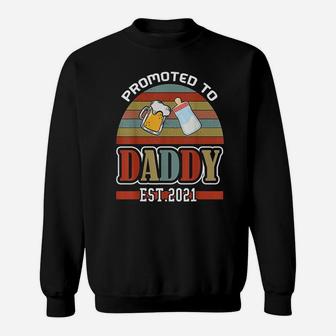 Promoted To Daddy 2021 Retro New Baby Dad Est 2021 Sweat Shirt - Seseable