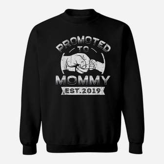Promoted To Mommy Est 2019 Vintage New Mom Mama Gift Sweat Shirt - Seseable