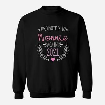 Promoted To Nonnie Again 2021 New Grandma Hippie Flower Gift Sweatshirt | Seseable UK