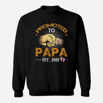 Promoted To Papa Est 2019 New Dad Fathers Day Sweat Shirt - Seseable