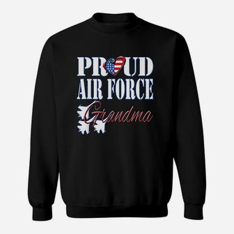Proud Air Force Grandma Us Heart Military Sweat Shirt - Seseable