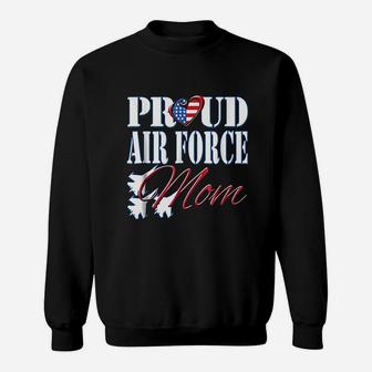 Proud Air Force Mom Us Heart Military Mothers Day Sweat Shirt - Seseable