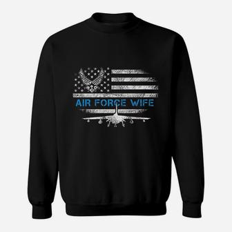 Proud Air Force Wife Veteran Flag Gift Sweat Shirt - Seseable