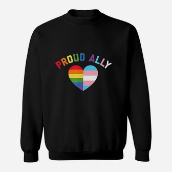 Proud Ally Lgbt Rainbow Heart Gay Pride Month Sweatshirt - Seseable