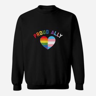 Proud Ally Lgbt Rainbow Heart Shirt Sweat Shirt - Seseable