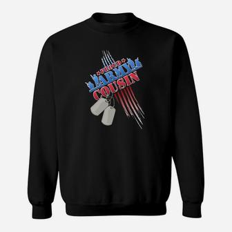 Proud Army Cousin Patriotic Usa Flag Dog Tag Sweat Shirt - Seseable