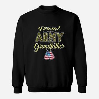 Proud Army Grandfather Us Flag Dog Tag Military Grandpa Gift Sweat Shirt - Seseable