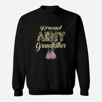 Proud Army Grandfather Us Flag Dog Tag Military Grandpa Sweat Shirt - Seseable