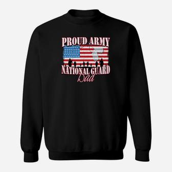 Proud Army National Guard Dad Dog Tag Flag Fathers Day Sweat Shirt - Seseable