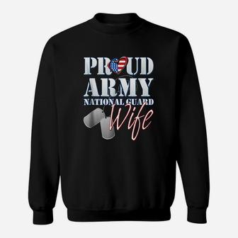 Proud Army National Guard Wife Usa Heart Flag Sweat Shirt - Seseable