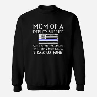 Proud Mom Of A Deputy Sheriff Mother Us Thin Blue Line Flag Sweat Shirt - Seseable