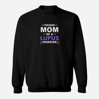 Proud Mom Of A Lupus Warrior Lupus Awareness Purple Ribbon Sweat Shirt - Seseable