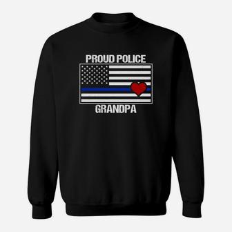 Proud Police Grandpa Thin Blue Line Sweat Shirt - Seseable