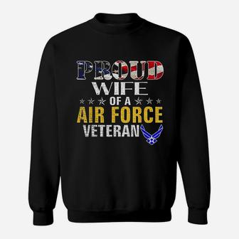 Proud Wife Of A Air Force Veteran American Flag Military Sweat Shirt - Seseable
