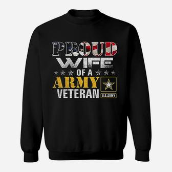 Proud Wife Of A Army Veteran American Flag Sweat Shirt - Seseable