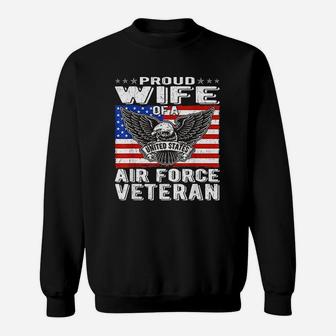 Proud Wife Of Us Air Force Veteran Patriotic Military Spouse Sweat Shirt - Seseable