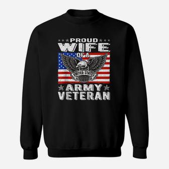 Proud Wife Of Us Army Veteran Patriotic Military Spouse Sweat Shirt - Seseable