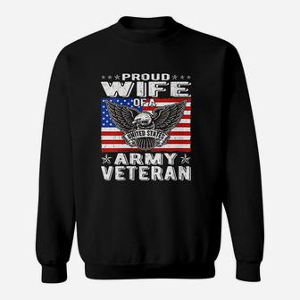 Proud Wife Of Us Army Veteran Patriotic Military Sweat Shirt - Seseable