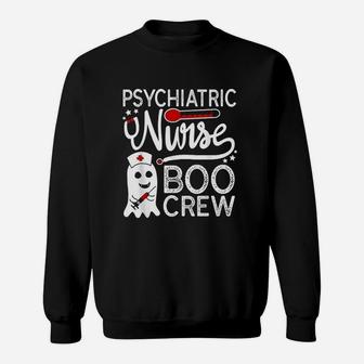 Psychiatric Nurse Halloween Gift Psych Nurse Boo Crew Sweat Shirt - Seseable