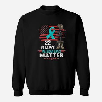 Ptsd Awareness 22 A Day Veteran Lives Matter American Flag Sweat Shirt - Seseable