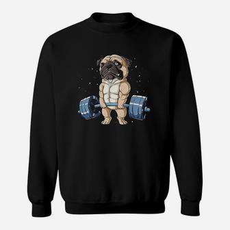 Pug Weightlifting Funny Deadlift Men Fitness Gym Workout Sweat Shirt - Seseable