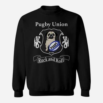 Pugby Union Funny Rugby Pug For Dog Lovers Sweat Shirt - Seseable
