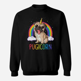 Pugicorn Pug Unicorn Kids Women Space Galaxy Rainbow Sweat Shirt - Seseable